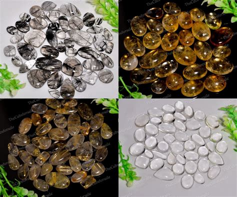 Bulk Quartz Crystals Wholesale Cabochons Black And Golden Rutile