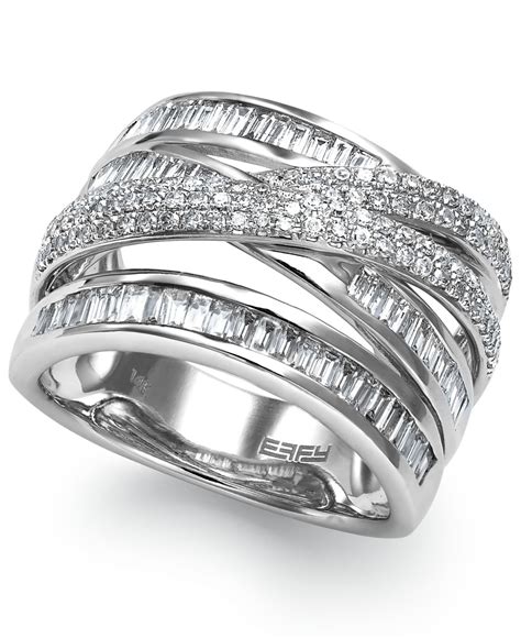 Effy Collection Diamond Crossover Ring In 14k White Gold 1 15 Ct Tw