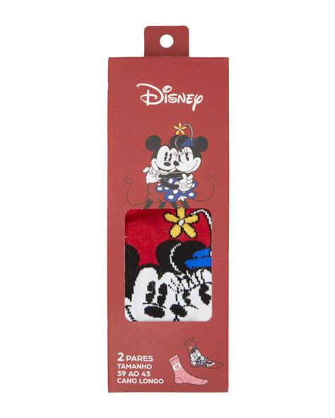 Riachuelo Kit Meia Masculina Cano Longo Malha Estampada Vermelha Disney