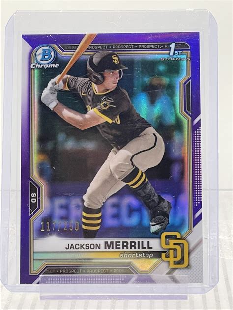 JACKSON MERRILL 2021 BOWMAN CHROME DRAFT 1ST PURPLE REFRACTOR 250