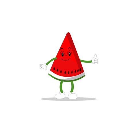 Premium Vector Watermelon Slice Character With Funny Face Happy Cute