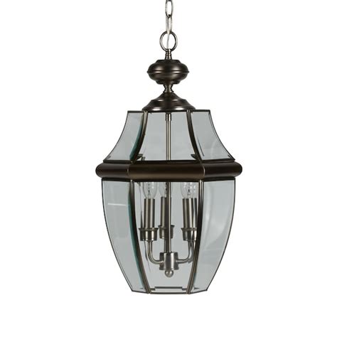 Generation Lighting Lancaster 3 Light Antique Brushed Nickel Transitional Beveled Glass Lantern