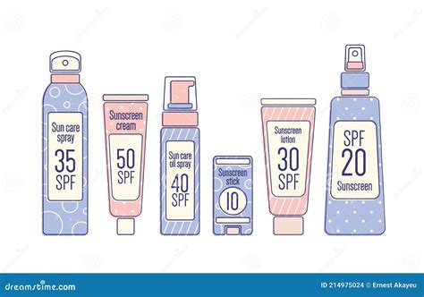 Tubes And Bottles Of Sunscreen Products With Different Spf Levels In