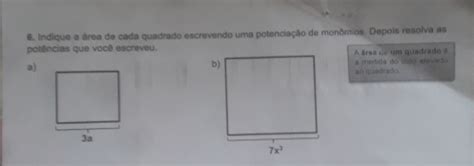 Solved Indique A Rea De Cada Quadrado Escrevendo Uma Potencia O