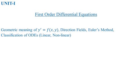 Solution First Order Differential Equation Notes Studypool