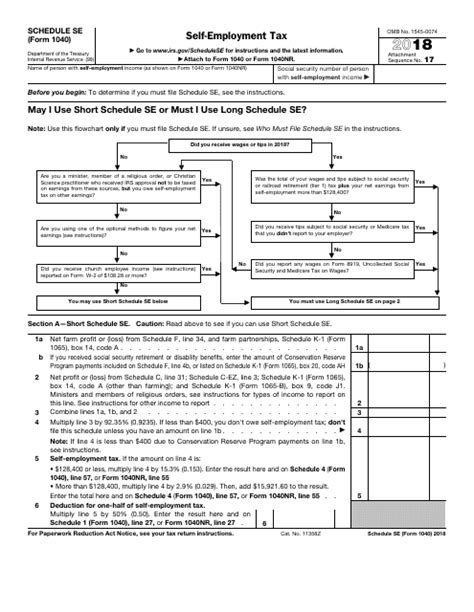 Irs Form 1040 Schedule Se 2018 Fill Out Sign Online And Download