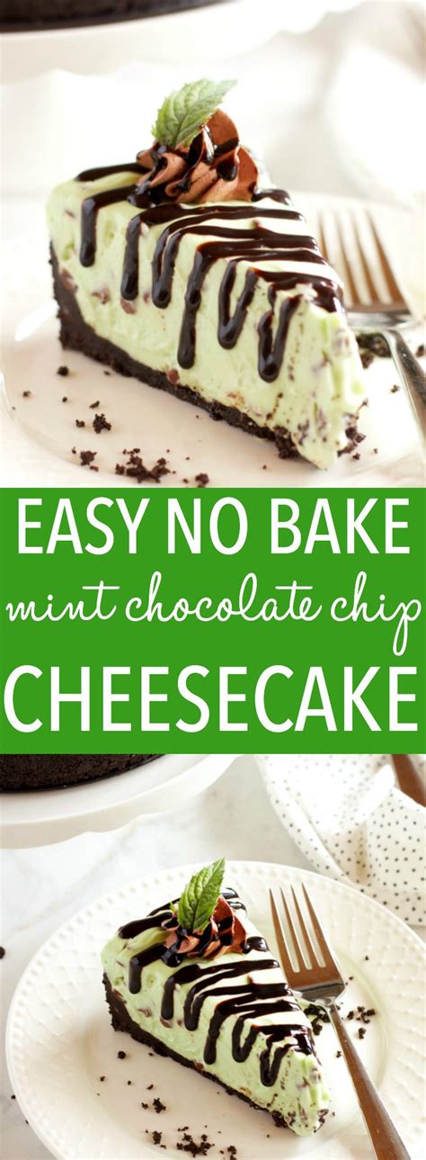 Easy No Bake Mint Chocolate Chip Cheesecake The Busy Baker