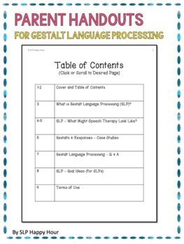 Parent Handouts Gestalt Language Processing By Slp Happy Hour Tpt