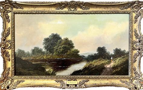 Victorian English Figure Walking Riverside Pathway In English