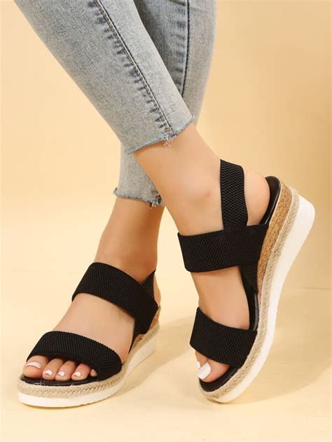 Minimalist Slingback Wedge Sandals Shein Usa