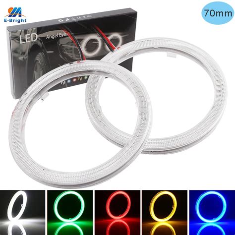 2pcs Cob Led Angel Eyes Auto Halo Ring For Car Motorcycle Headlight Fog Lights With Cover 70mm