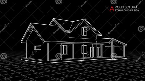 Modern House Building Vector Architectural Drawings 3d Illustration Stock Illustration