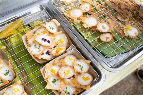 Thai Dessert Khanom Krok Or Thai Coconut Milk Pancake In Paper Plate