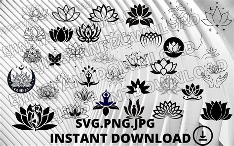 Lotus Svg Bundle Lotus Mandala Svg Namaste Svg Lotus Flower Svg