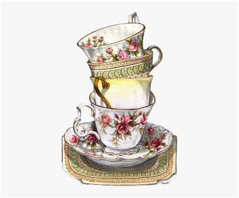 Drawn Teacup Fancy - Vintage Tea Party Clip Art PNG Image | Transparent ...