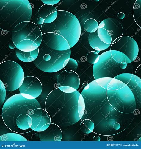 Seamless Background With Cyan Transparent Glowing Circles Stock Vector