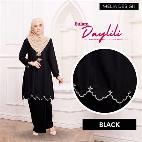 By Melia Design Baju Hot Raya Moden Plain Lace Premium Cotton Biku