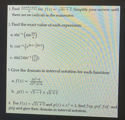 1 Find Hf X H −f X For F X 4x 2 Simplify Your