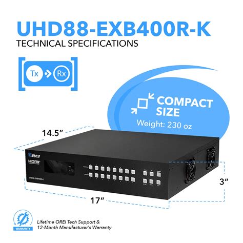 OREI 8X8 4K HDMI Matrix Switcher Extender HDBaseT UltraHD 4K 60Hz 4