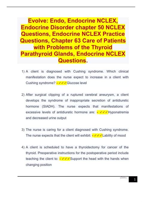 Evolve Endo Endocrine Nclex Endocrine Disorder Chapter Nclex