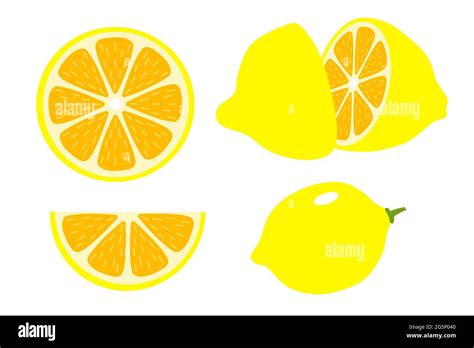 Set Of Lemons Whole And Sliced Lemon On White Background Stock Vector Image And Art Alamy