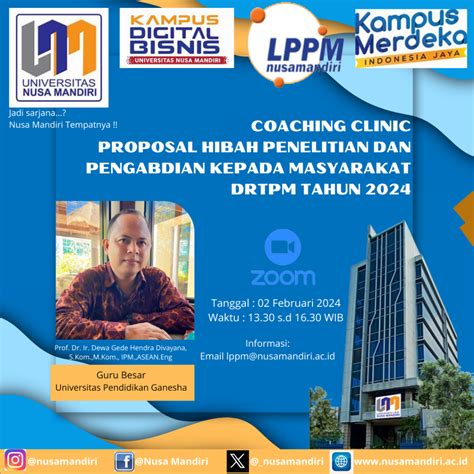 Lppm Universitas Nusa Mandiri Siap Mengadakan Coaching Clinic Proposal