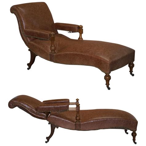 Fully Restored Recliner Chaise Lounge Cir 1860 Victorian Brown Leather