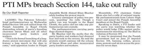 Dawn EPaper Jun 27 2024 PTI MPs Breach Section 144 Take Out Rally