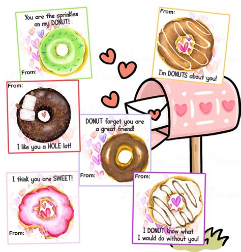 Donut Valentine Cards Printable Donut Valentines Printable Valentine Cards For School