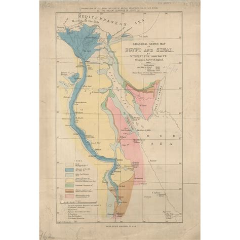 Geological Sketch Map Of Egypt And Sinai Topley 1888 Geological