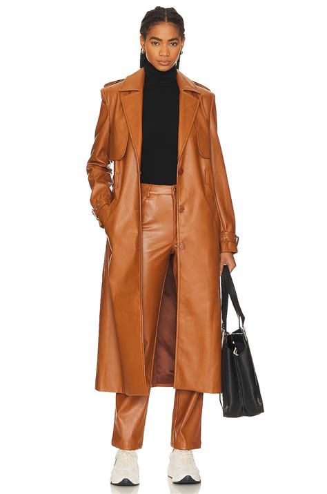 Bardot Faux Leather Trench In Tan Revolve