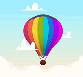 Rainbow On Cloud With Hot Air Balloon Royalty Free Vector