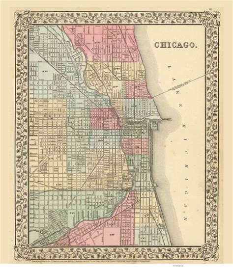 Chicago 1870 Mitchell Old Map Reprint Illinois Cities Old Maps