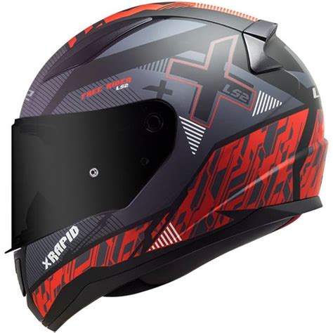 Capacete Ls Ff Rapid Xtreet Preto Vermelho Grid Motors