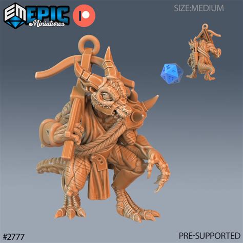 D Printable Kobold Tribe Crossbow Draconic War Lizard Armored