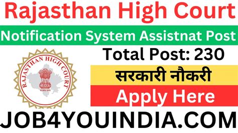 Rajasthan High Court System Assistant Recruitment Official