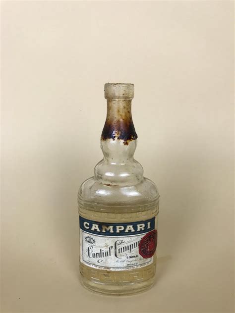 1950s Rare Vintage Italian Cordial Campari Glass Flask With Aluminium