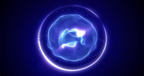 Abstract Blue Energy Sphere From Particles And Waves Of Magical Glowing