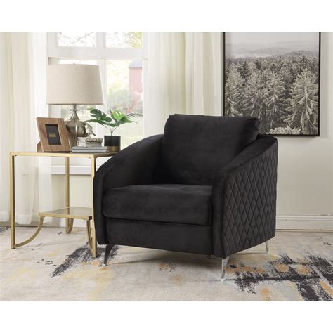 Homestock Asian Aesthetics Black Velvet Modern Chic Accent Armchair