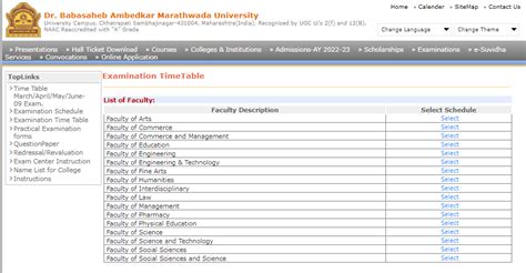 BAMU Time Table 2024 For BA BSc BCom BE BBA BCA MBA And Other UG PG