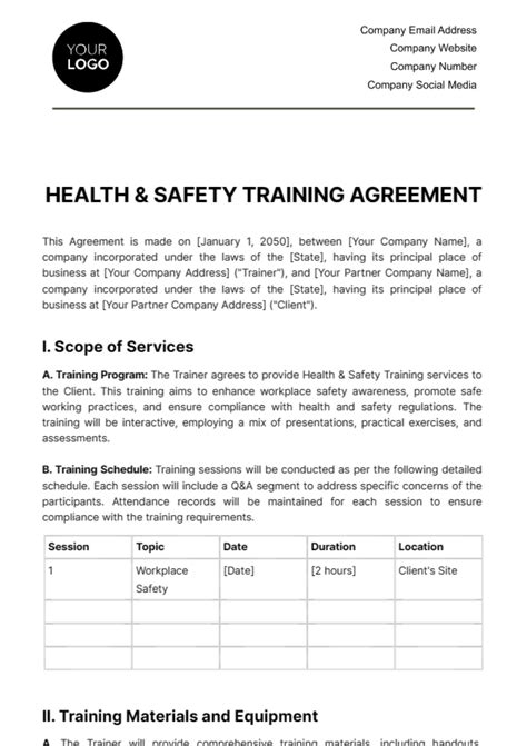 Employee Health And Safety Training Programs Templates Download In Word