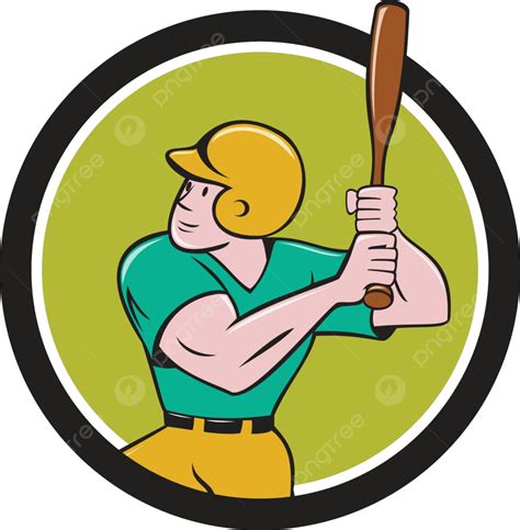 Baseball Player Batting Circle Cartoon Illustration American Baseball