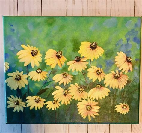 Bright Yellow Daisies Painting | Etsy