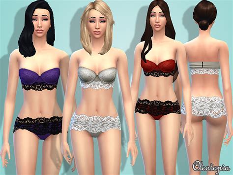 The Sims Resource Set1 Lace Strapless Lingerie