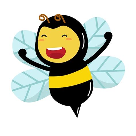 Lindo Personaje De Abeja Vector De Dibujos Animados Vector Premium