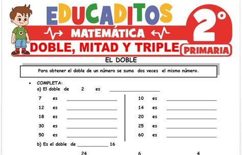 Doble Mitad Y Triple Para Segundo De Primaria