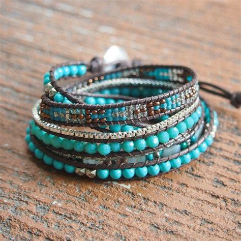 So Rock Turquoise Howlite Mezcla Pulsera Wrap Pulsera Boho Pulsera Boho