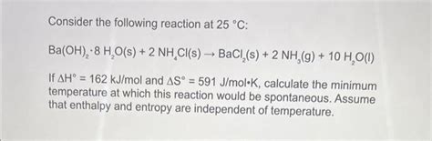 Solved Consider The Following Reaction At 25C Chegg