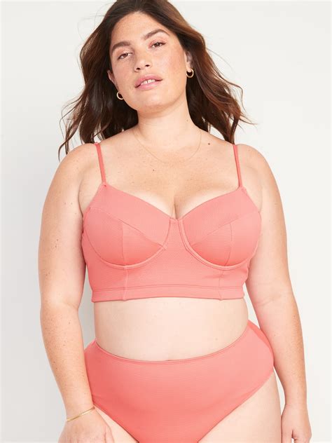 Piqué Underwire Longline Bikini Swim Top Old Navy