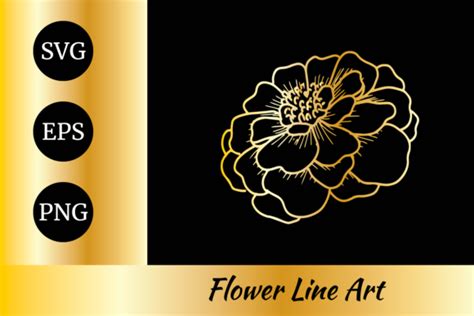 Marigold Flower Golden Lineart Svg Graphic By Nurdesign99 · Creative